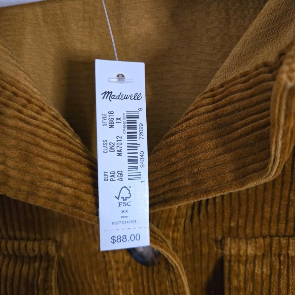 Madewell NWT Corduroy Yorkway Shirt Jacket Antique Gold Size 1x - Picture 6 of 10